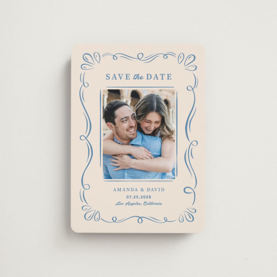 "Happy Day" - Save the Dates in Dusty Blue by Lucia Saisse - Front