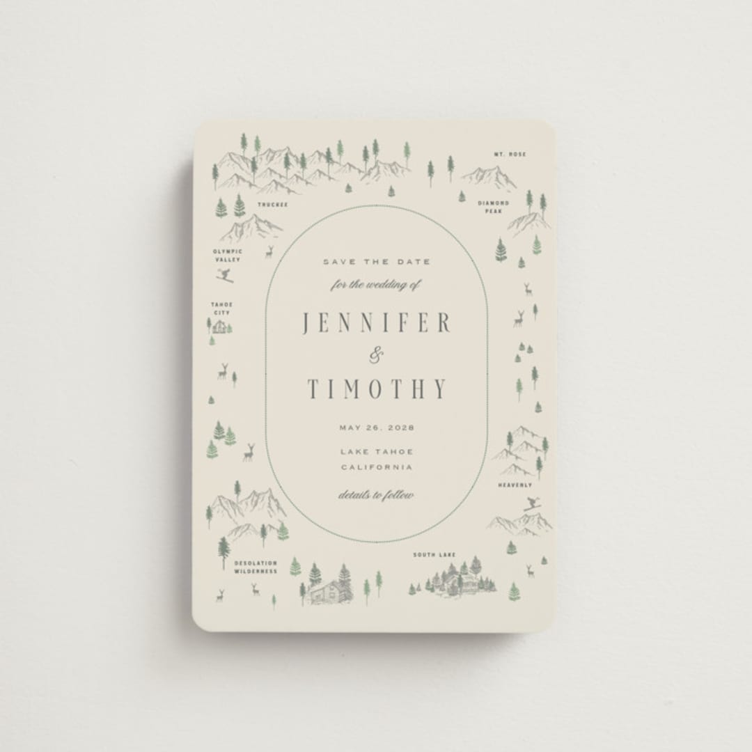 "Tahoe Lake" - Save the Dates in Cream by Sherley Ferreira - Front