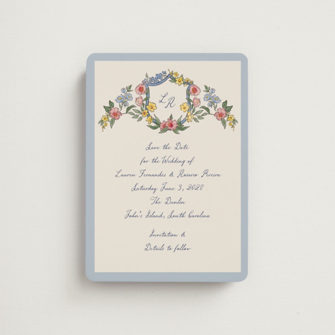 "A wedding in Low Country" - Save the Dates in Cornflower by Chris Griffith - Front