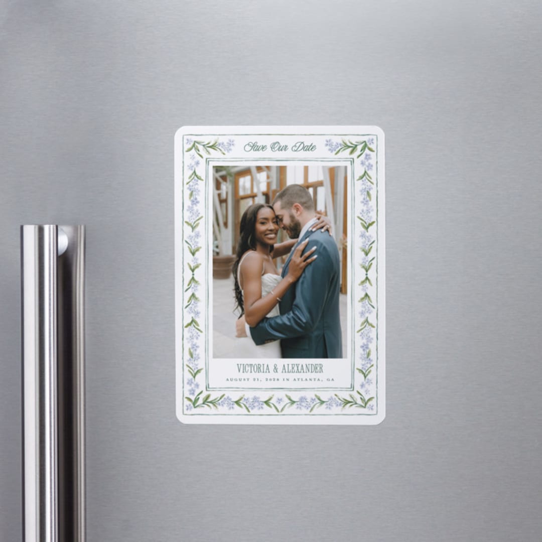 "Vintage Sketched" - Save the Dates in Wisteria by Jenna Holcomb - Front