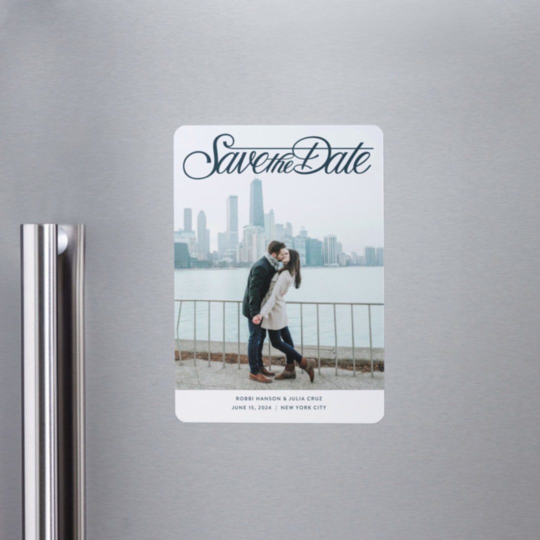 "Lettering Crossbar" - Save the Dates in Midnight by Jill Means - Front