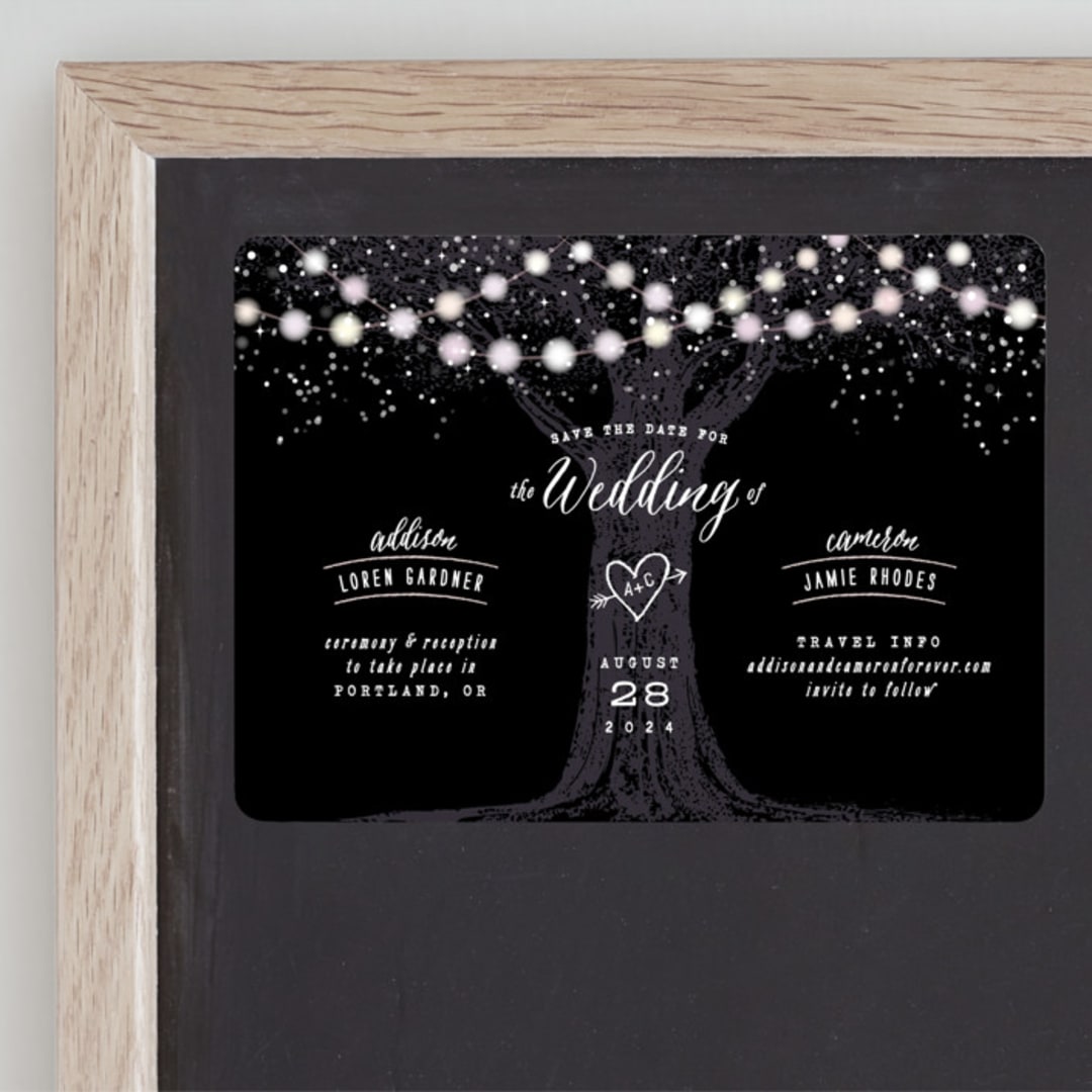 "Garden Lights" - Save the Dates in Midnight by Hooray Creative - Front