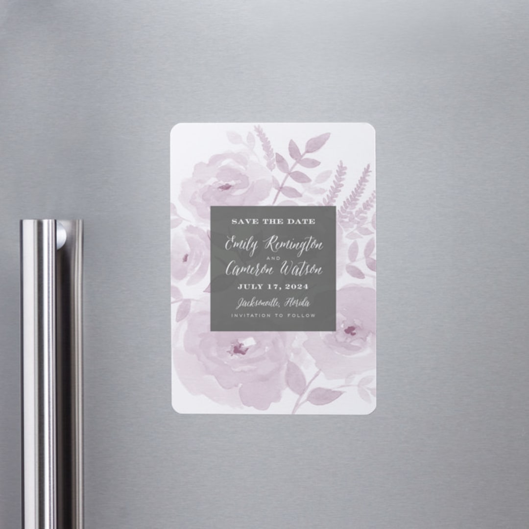 "Watercolor Floral" - Save the Dates in Lilac by Jill Means - Front