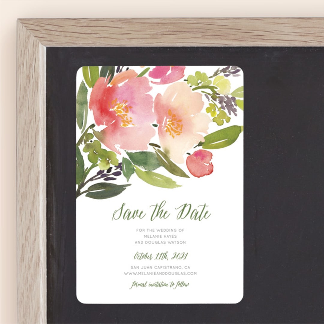 "Watercolor Floral" - Save the Dates in Rose by Yao Cheng Design - Front