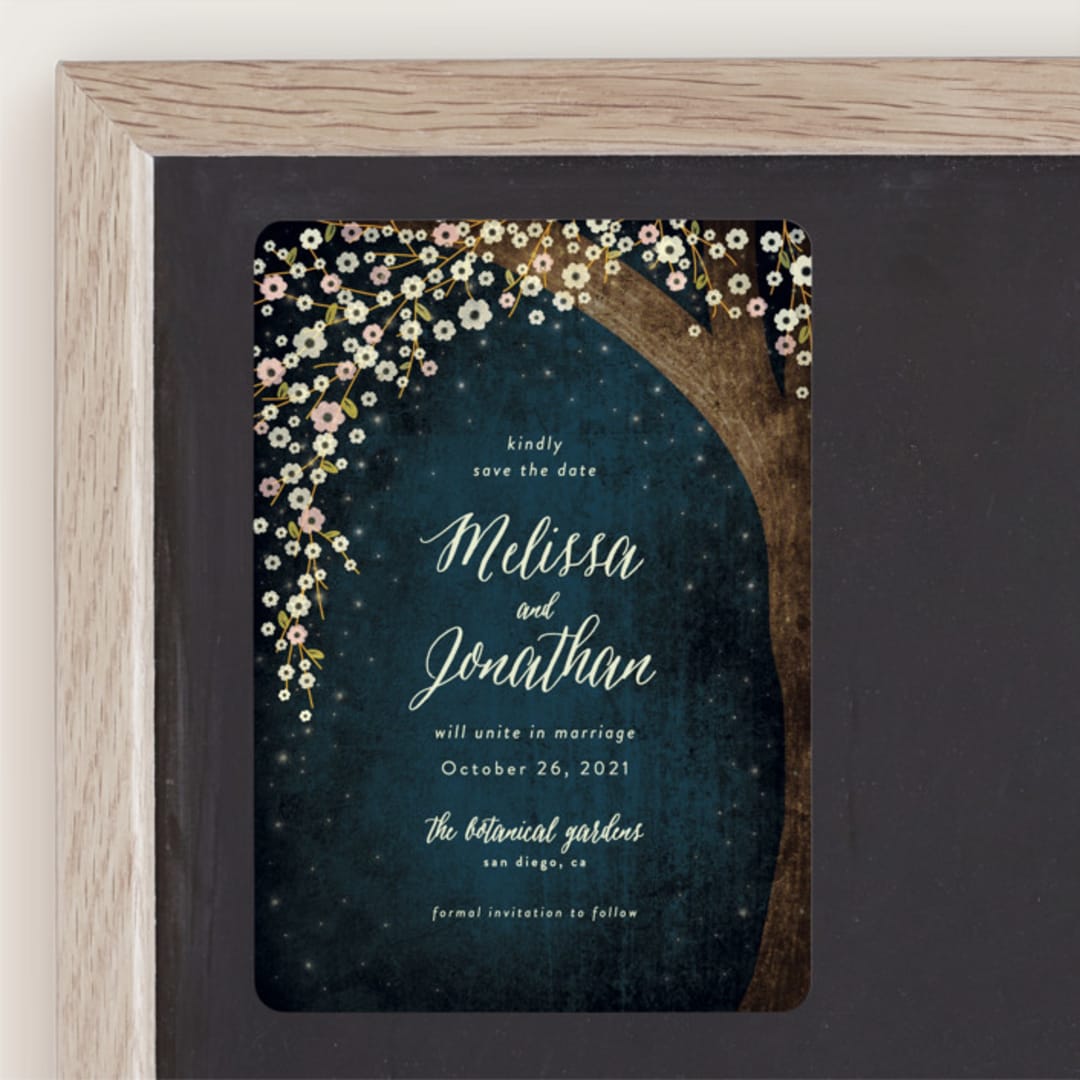 "Outside" - Save the Dates in Navy by Rebecca Bowen - Front
