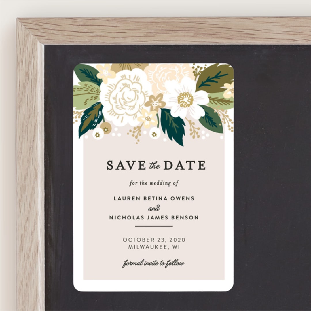 "Classic Floral" - Save the Dates in Cream by Alethea and Ruth - Front