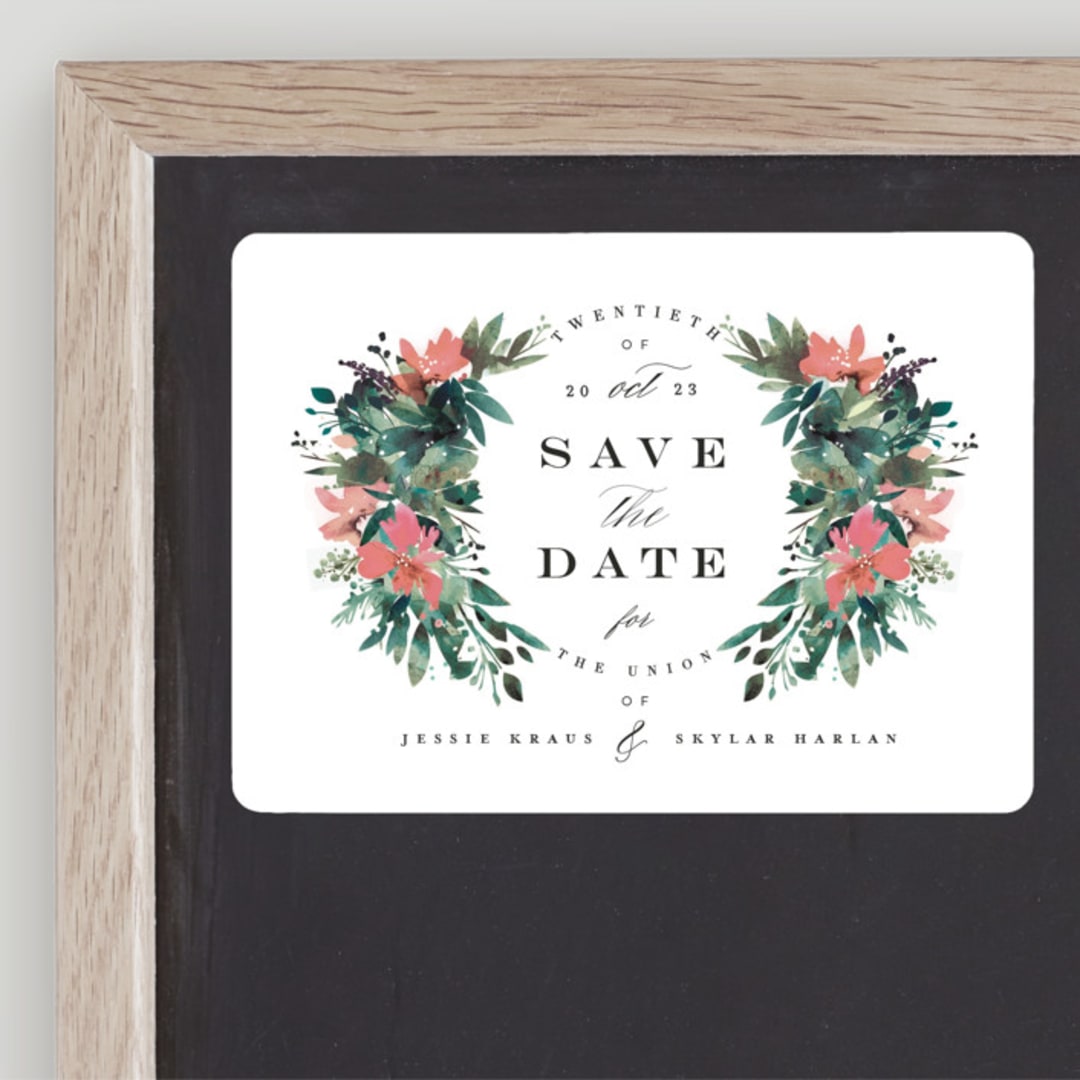 "Painted Laurel" - Save the Dates in Peach by Lori Wemple - Front