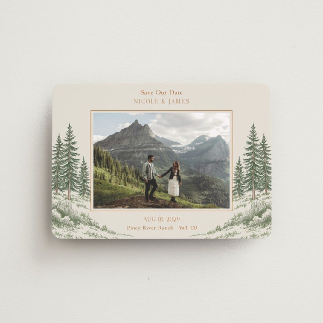 "Whispering Pines" - Save the Dates in Forest by Elly - Front