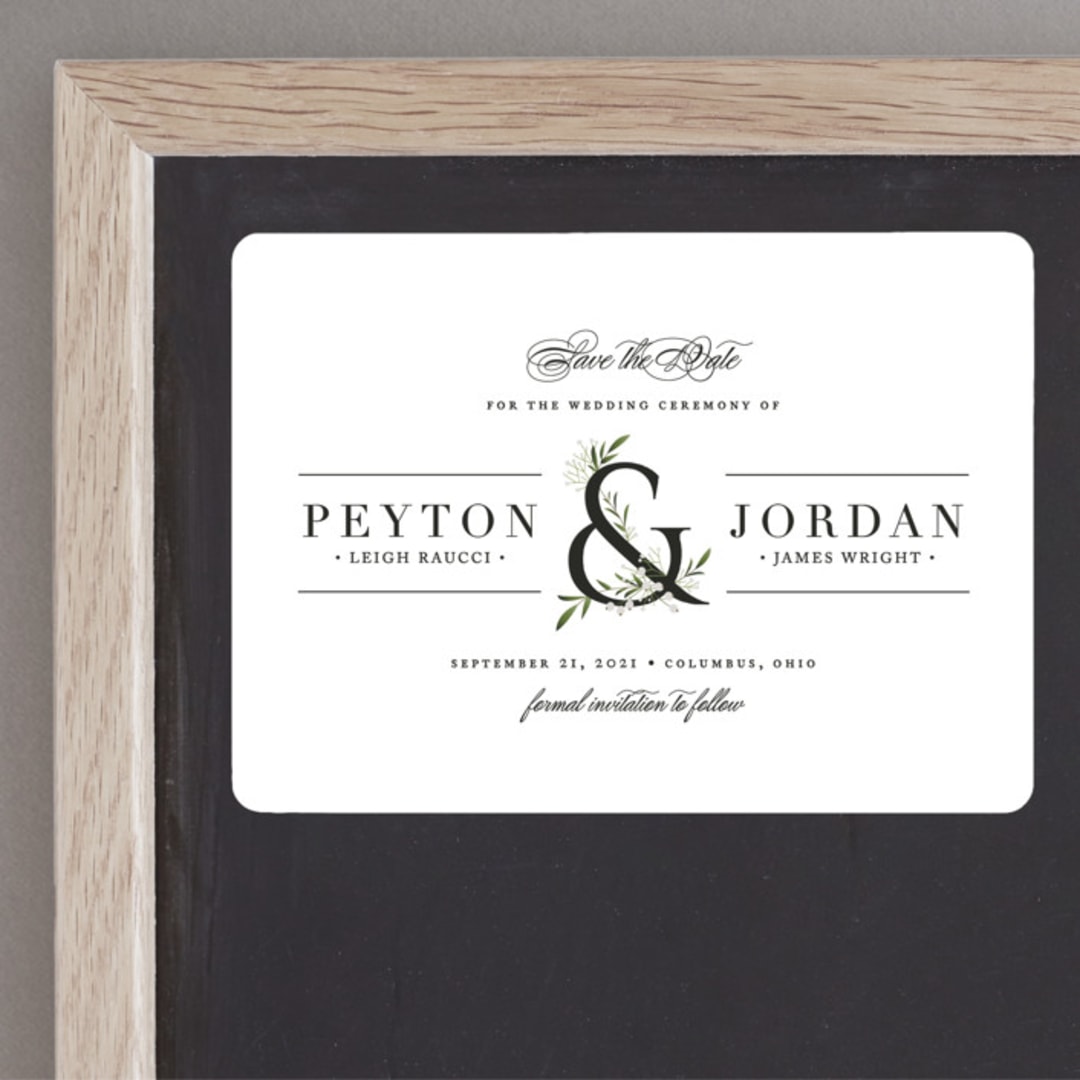 "Adorned Ampersand" - Save the Dates in Cotton by Jennifer Postorino - Front