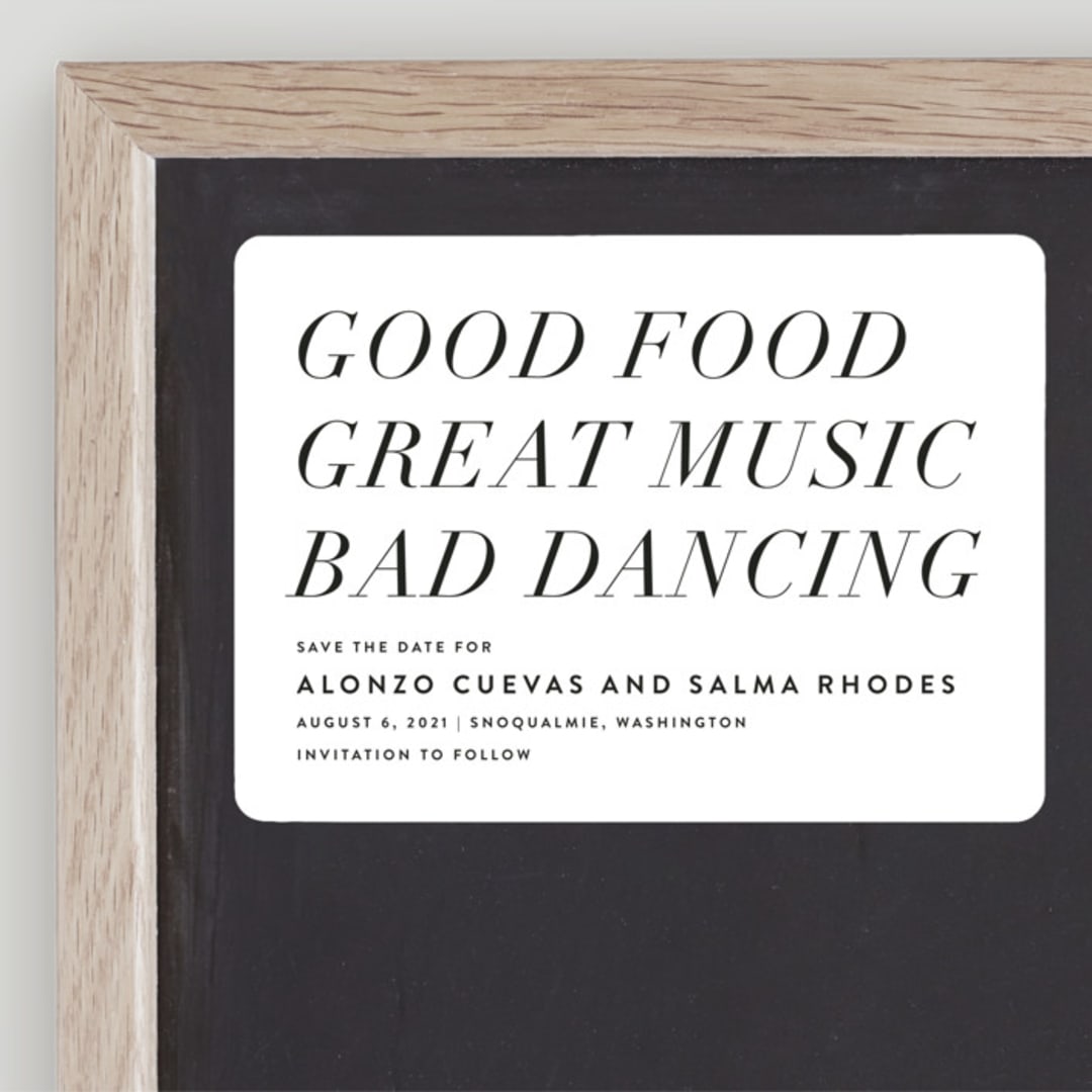"Bad Dancing" - Save the Dates in Dove by Amy Payne - Front
