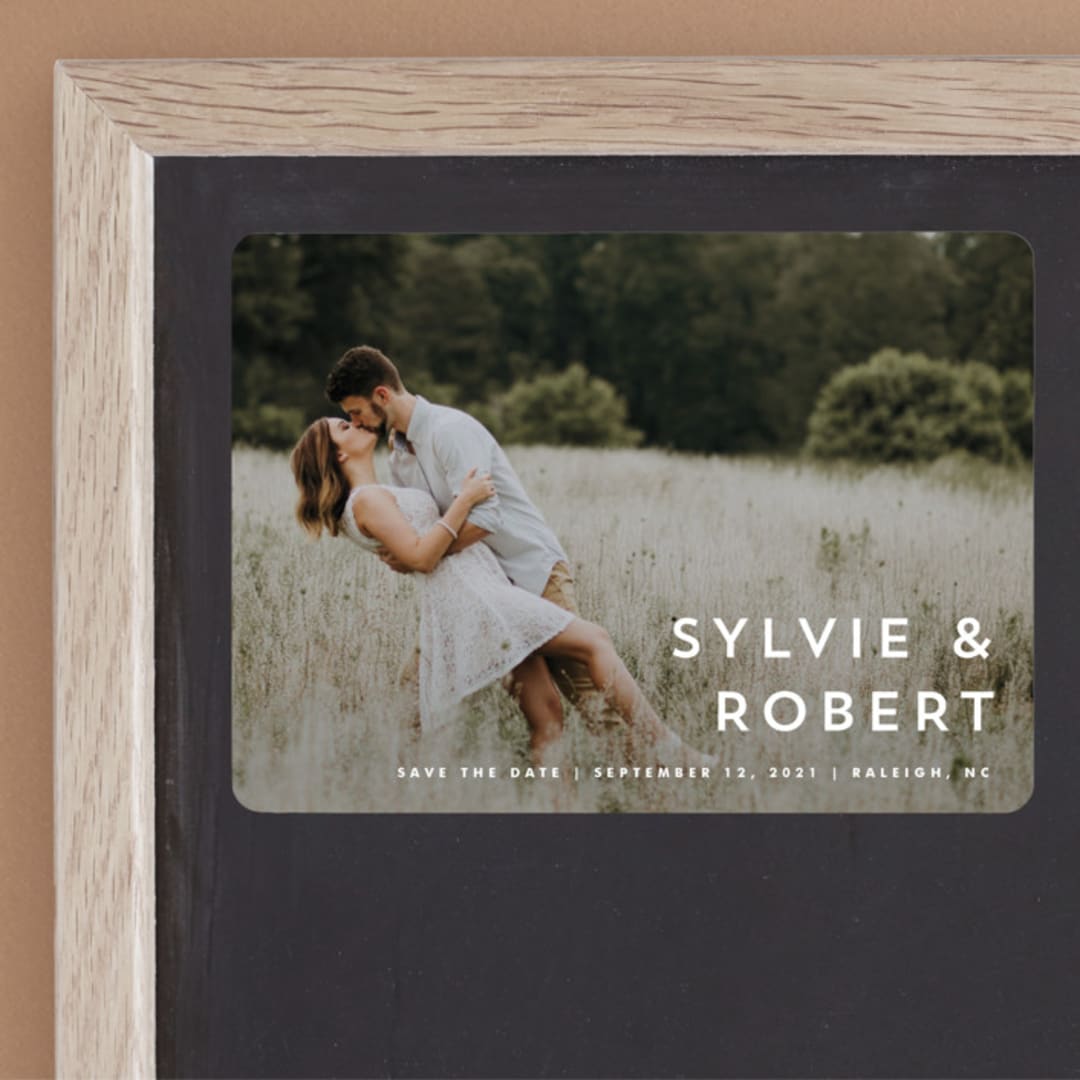 "Modern offset" - Save the Dates in Cream by Stacey Meacham - Front