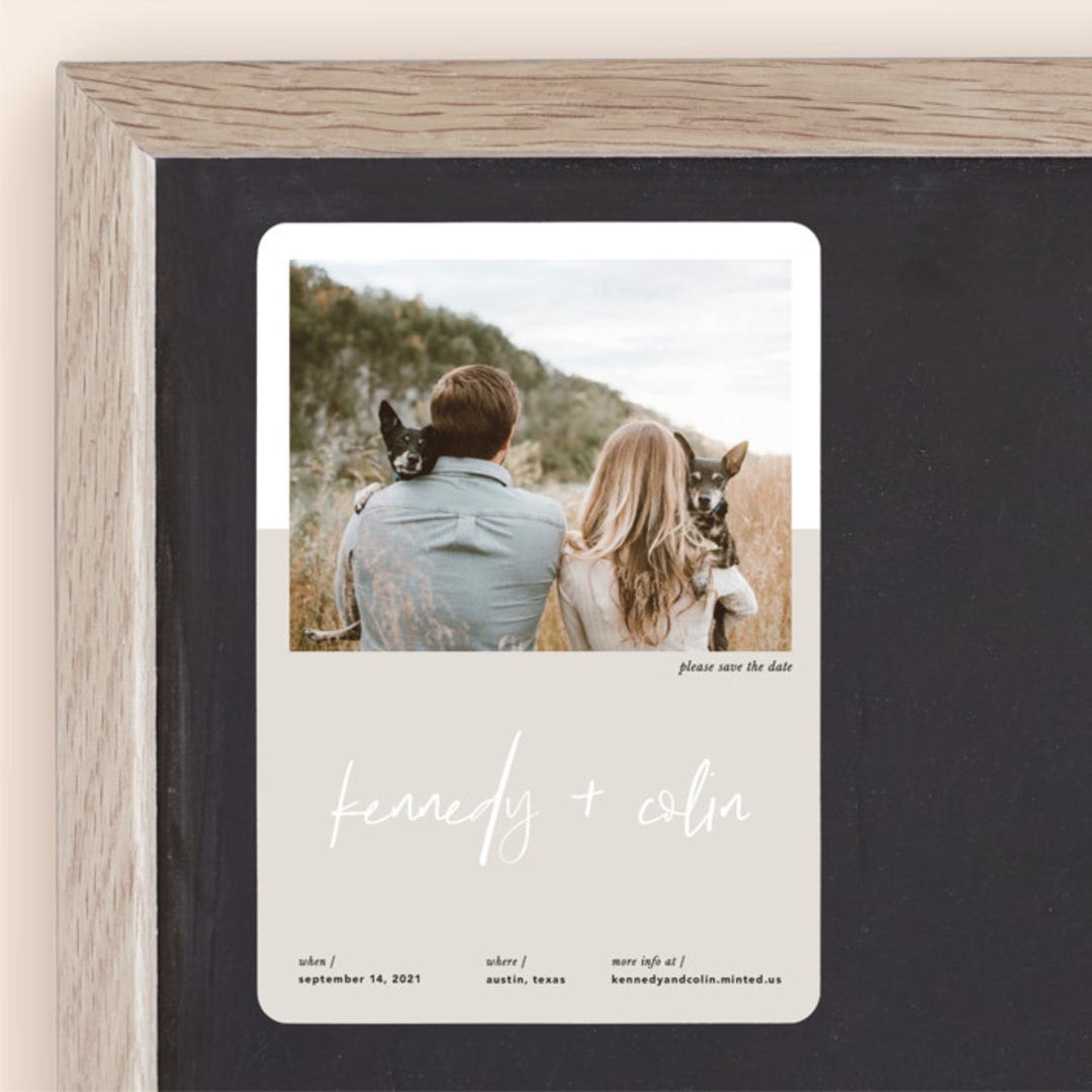 "colorblock script" - Save the Dates in Latte by carla san roman - Front