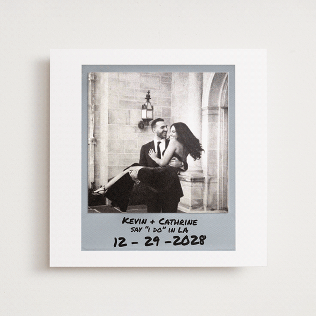 "Photo Snap + Penned Names" - Save the Date Photo Mount Cards in Noir by Cleghorn Creative - Front