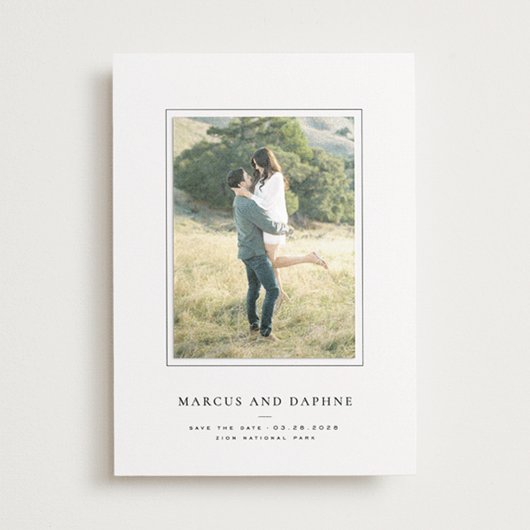 "Daisies" - Save the Date Photo Mount Cards in Ink by Wildfield Paper Co - Front