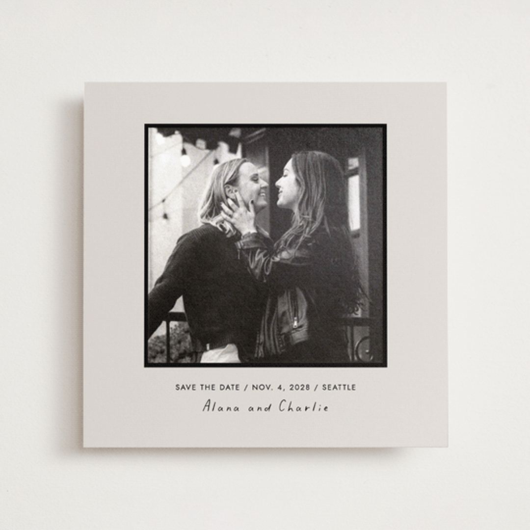 "Casual Photo" - Save the Date Photo Mount Cards in Cream by Cindy Reynolds - Front