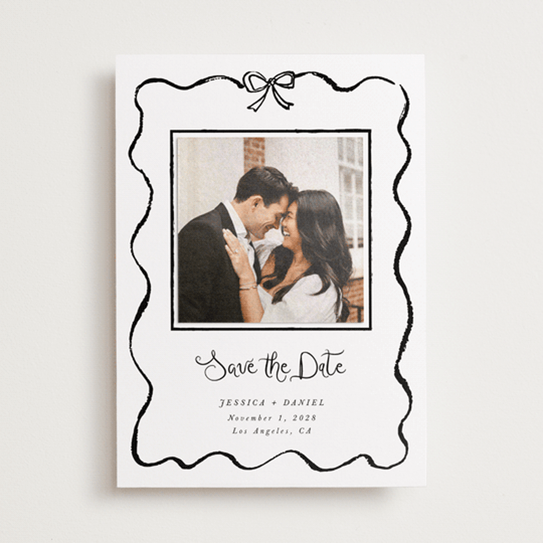 "quirky fun" - Save the Date Photo Mount Cards in Ink by Cass Loh - Front