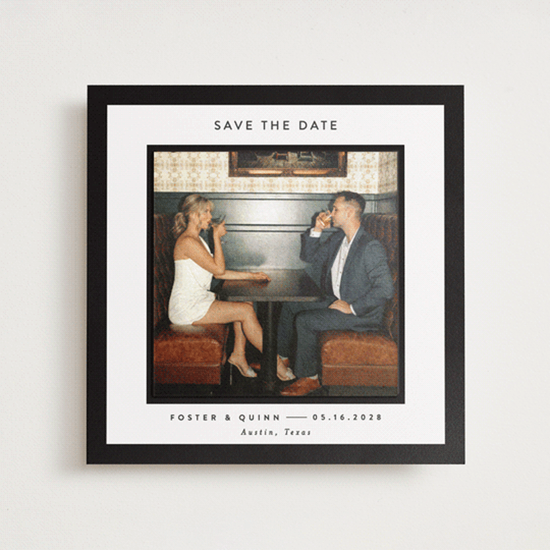 "square" - Save the Date Photo Mount Cards in Charcoal by JoAnn Jinks - Front