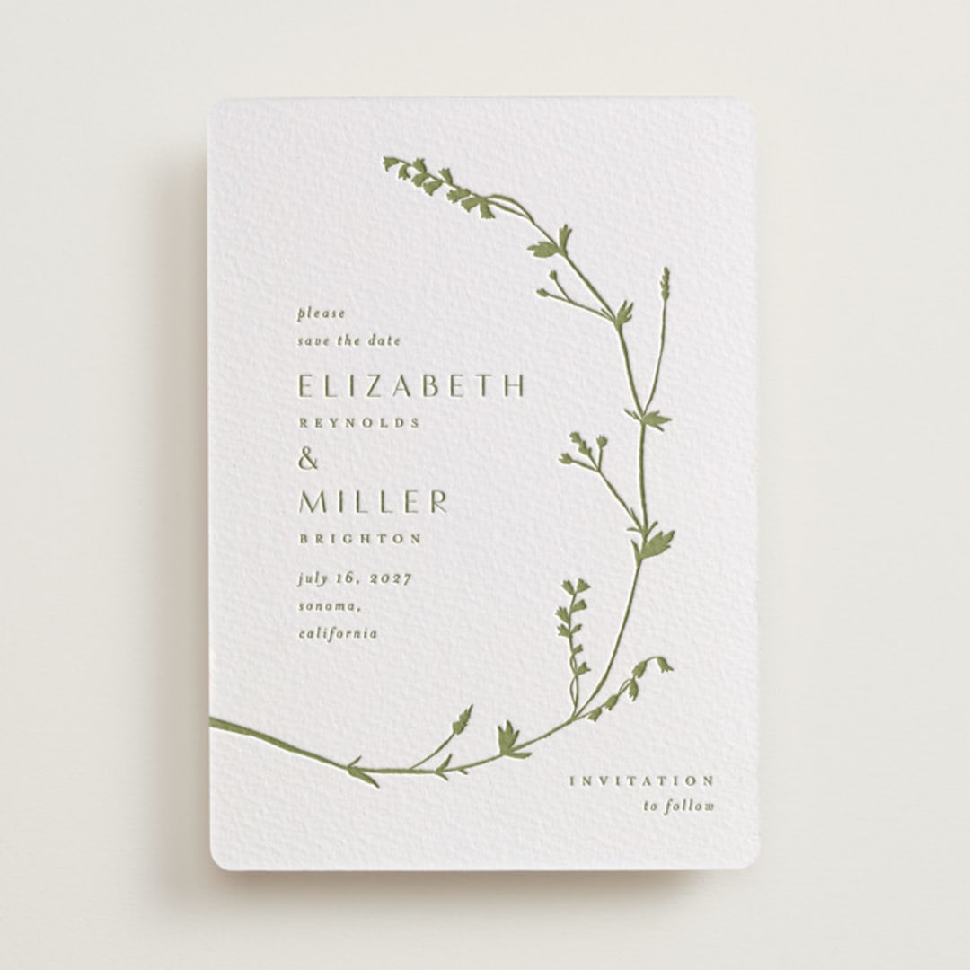 "Vine Wrap" - Letterpress Save The Dates in Pistachio by Amy Kross - One Color