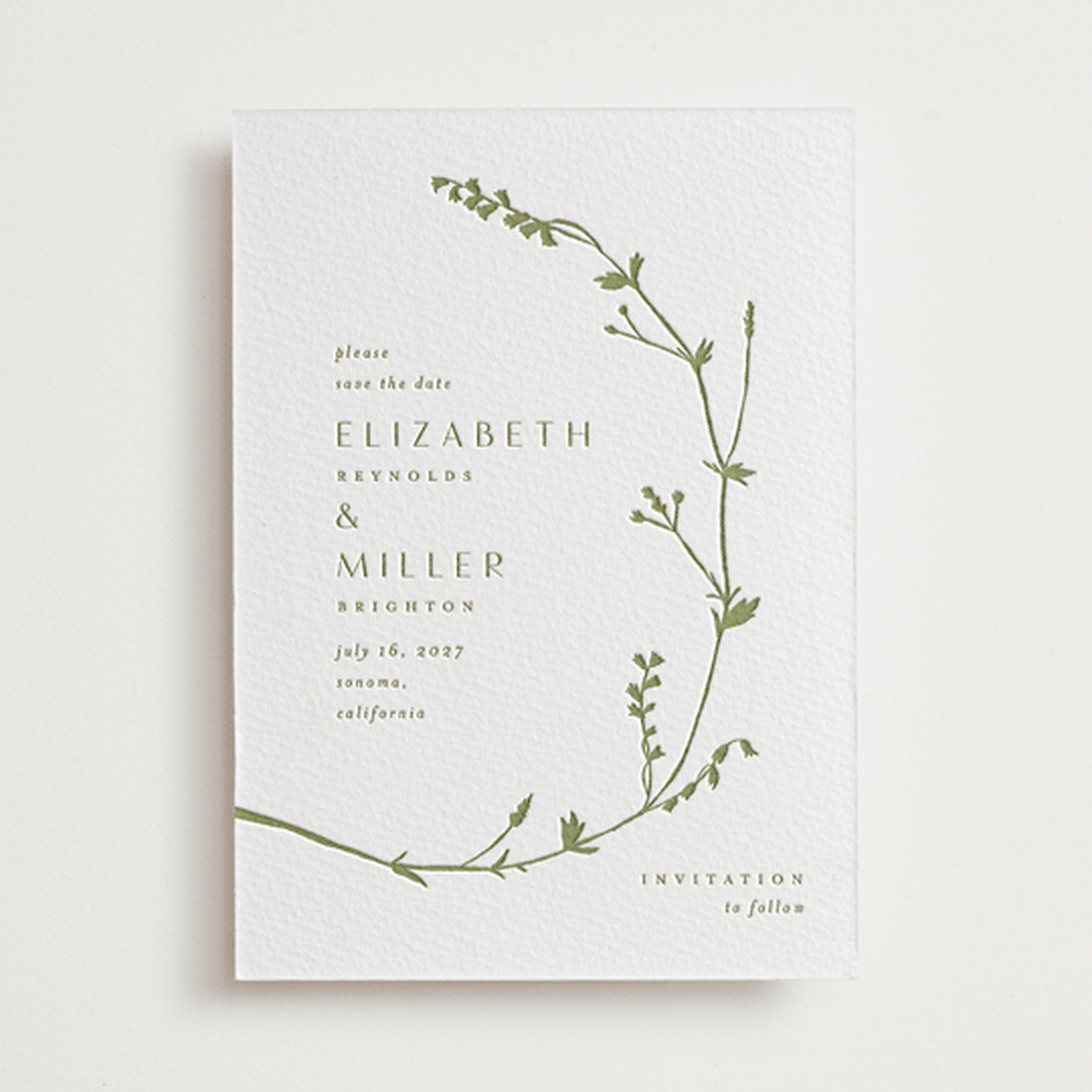 "Vine Wrap" - Letterpress Save The Dates in Pistachio by Amy Kross - One Color