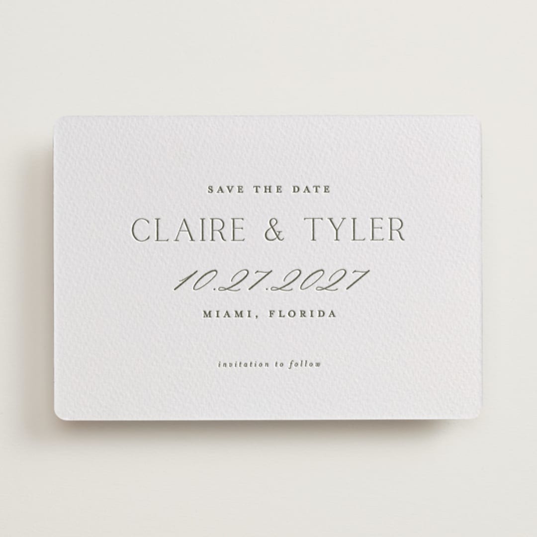 "Mark the Calendar" - Letterpress Save The Dates in Moss by Vanessa Doyle - One Color