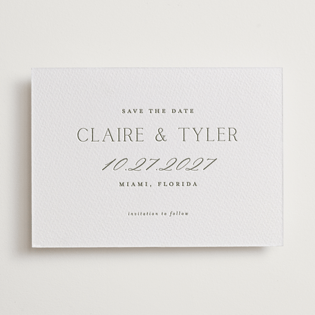 "Mark the Calendar" - Letterpress Save The Dates in Moss by Vanessa Doyle - One Color