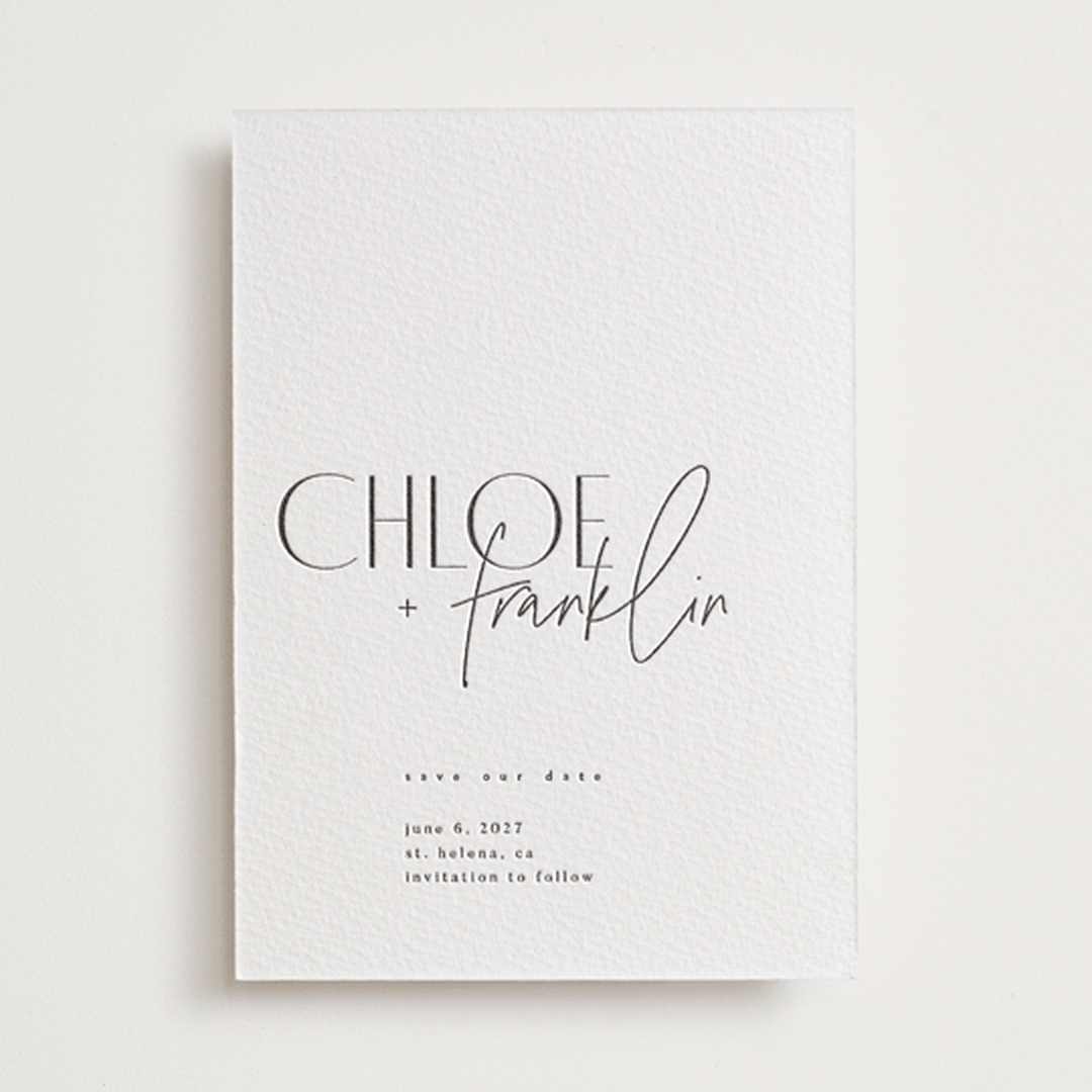 "Layered" - Letterpress Save The Dates in Soft Black by Kelly Schmidt - One Color