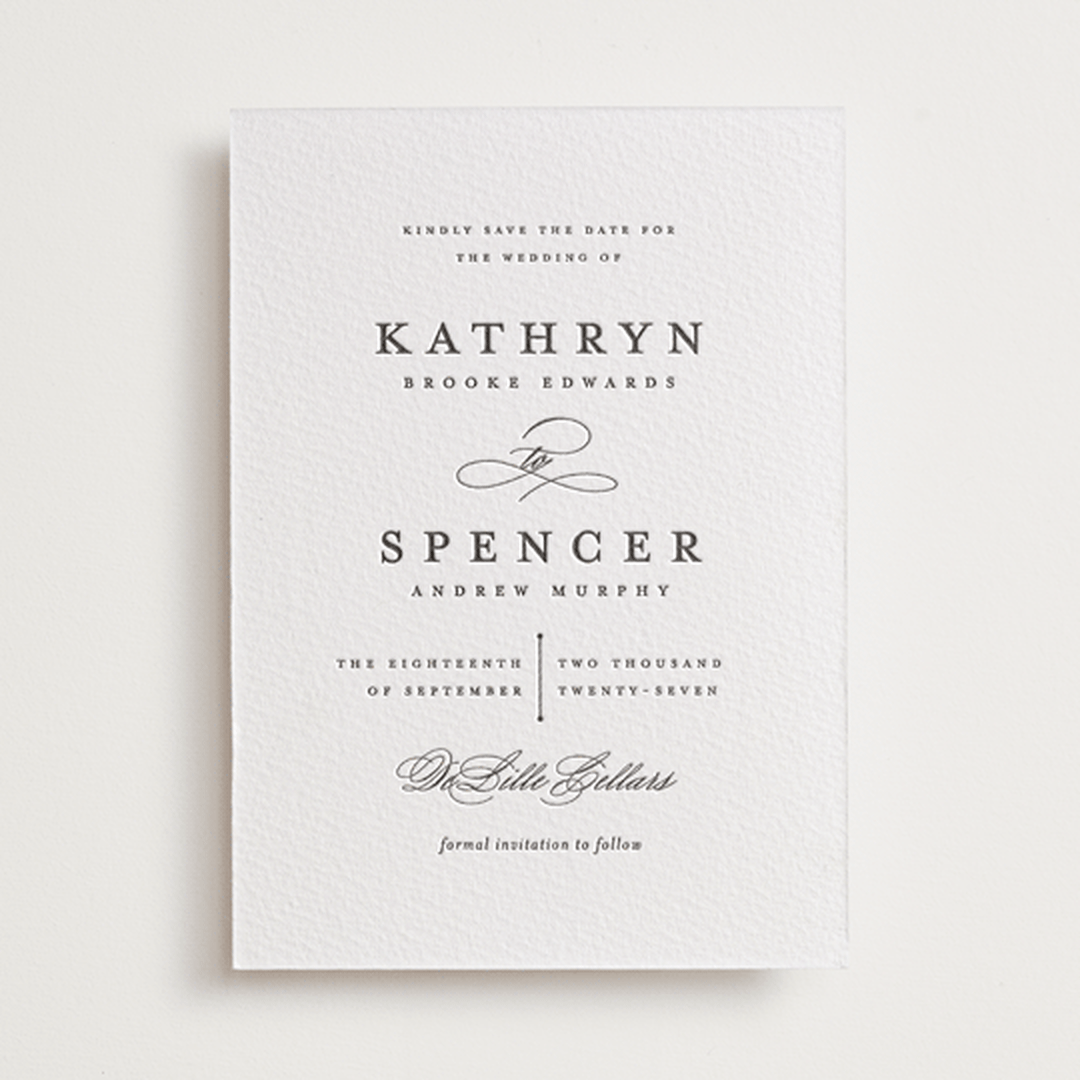 "classic composition" - Letterpress Save The Dates in Soft Black by Olivia Raufman - One Color