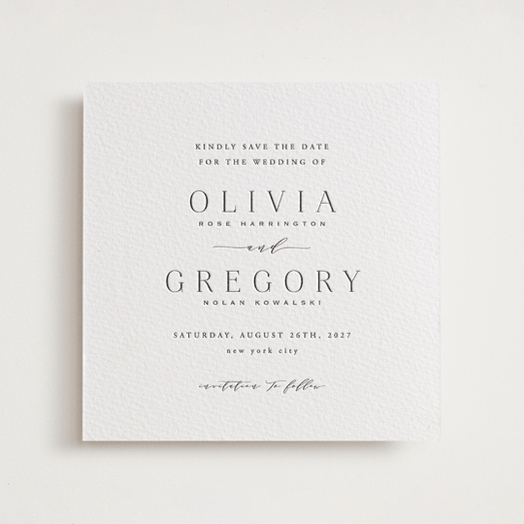 "Classy Type" - Letterpress Save The Dates in Soft Black by Hooray Creative - One Color