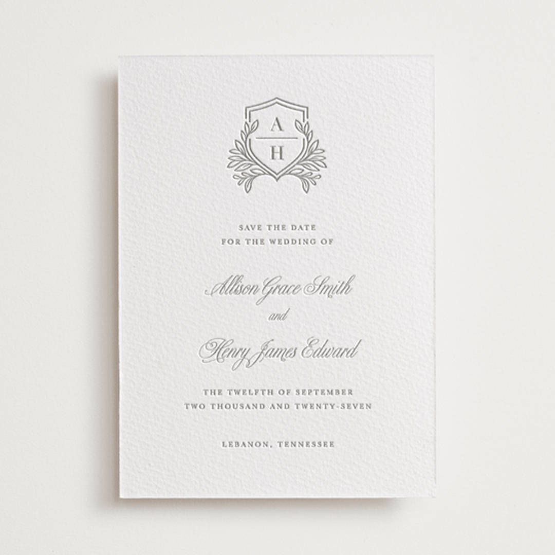 "Chic Monogram" - Letterpress Save The Dates in Ash by Mansi Verma - One Color