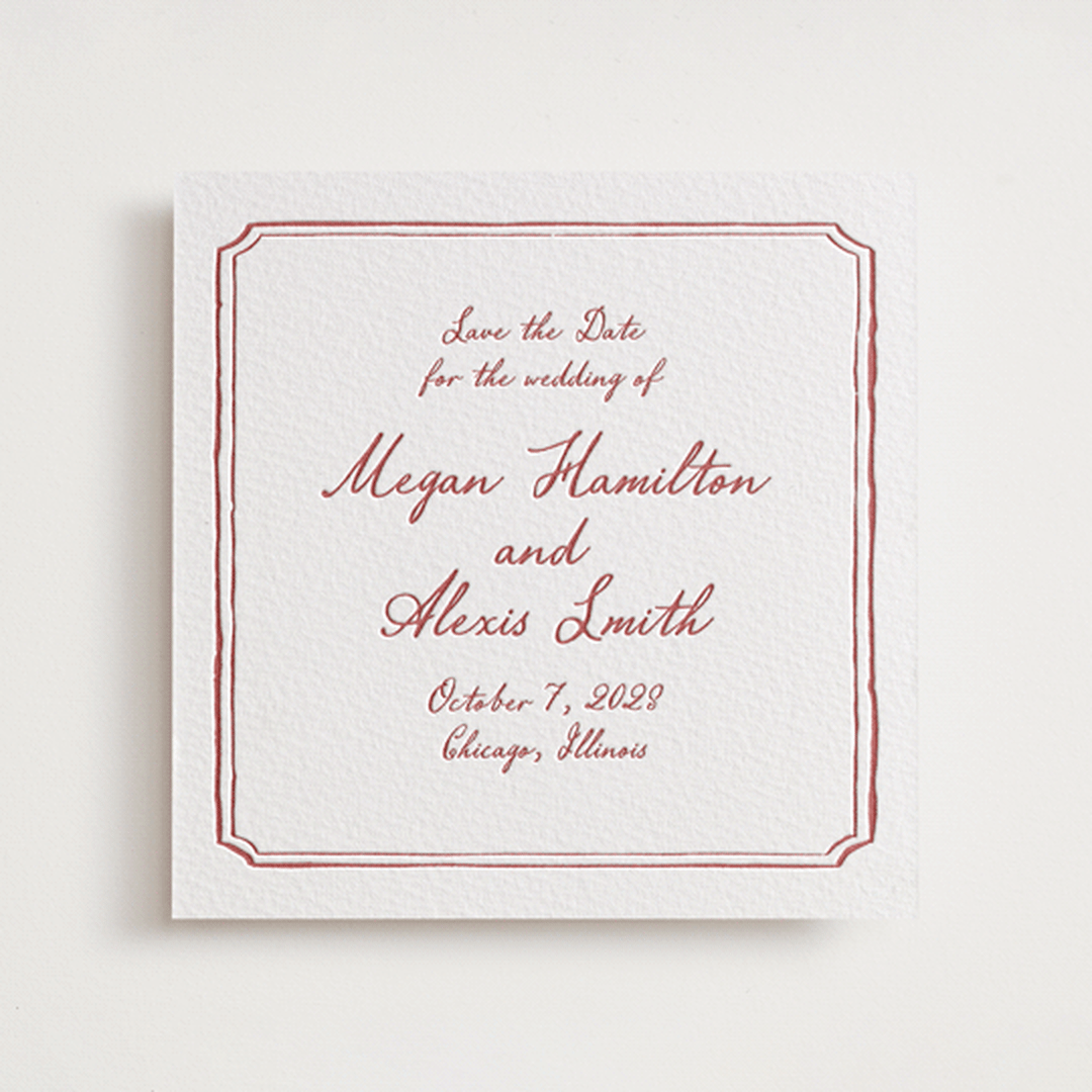 "Handwritten" - Letterpress Save The Dates in Merlot by Cass Loh - One Color