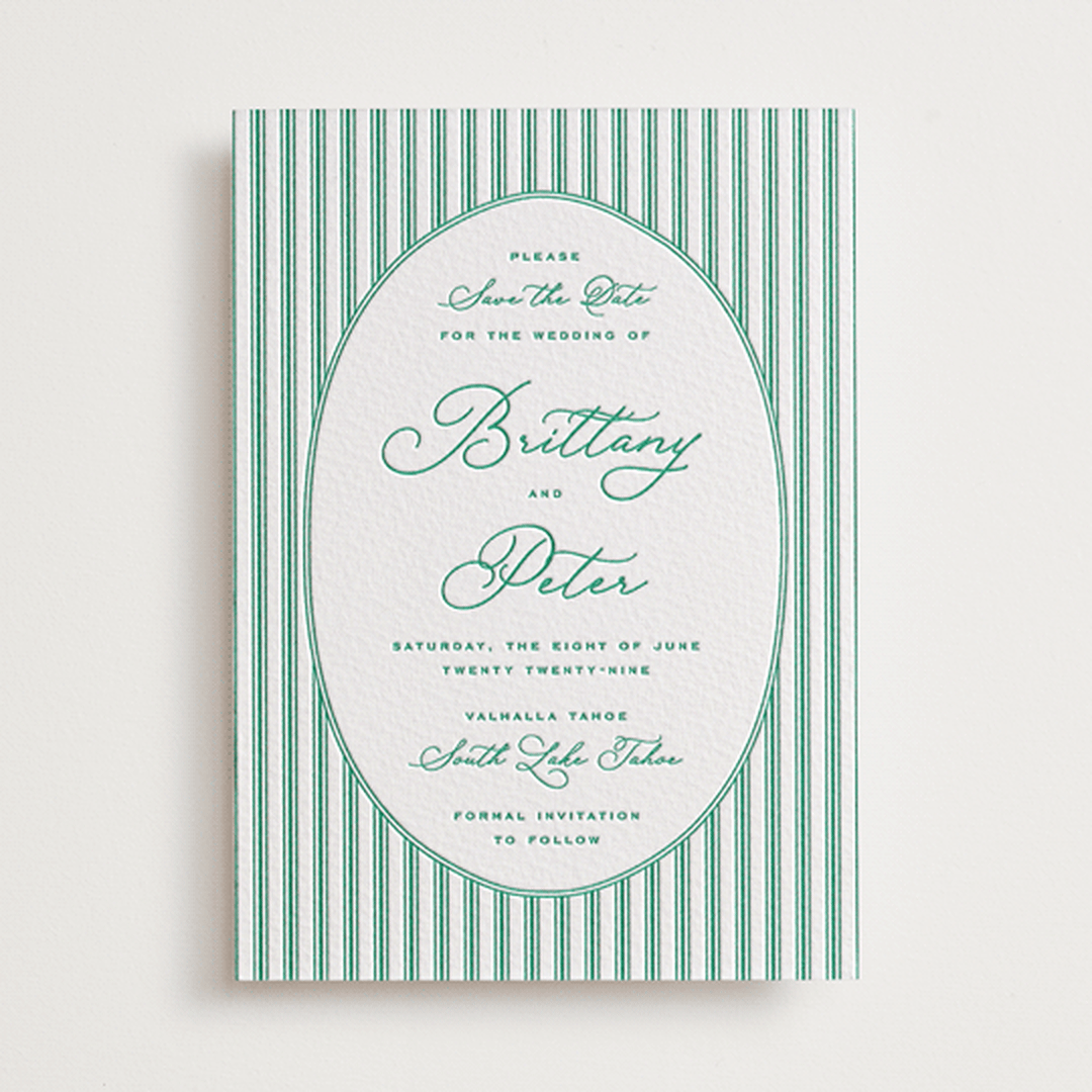 "Lakeview" - Letterpress Save The Dates in Shamrock by Claudia Orengo - One Color