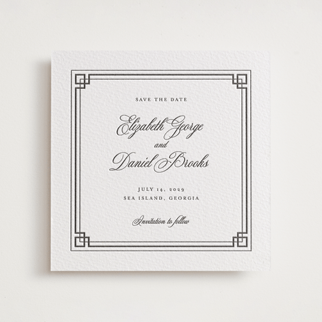 "Infinite" - Letterpress Save The Dates in Soft Black by Alston Foster - One Color