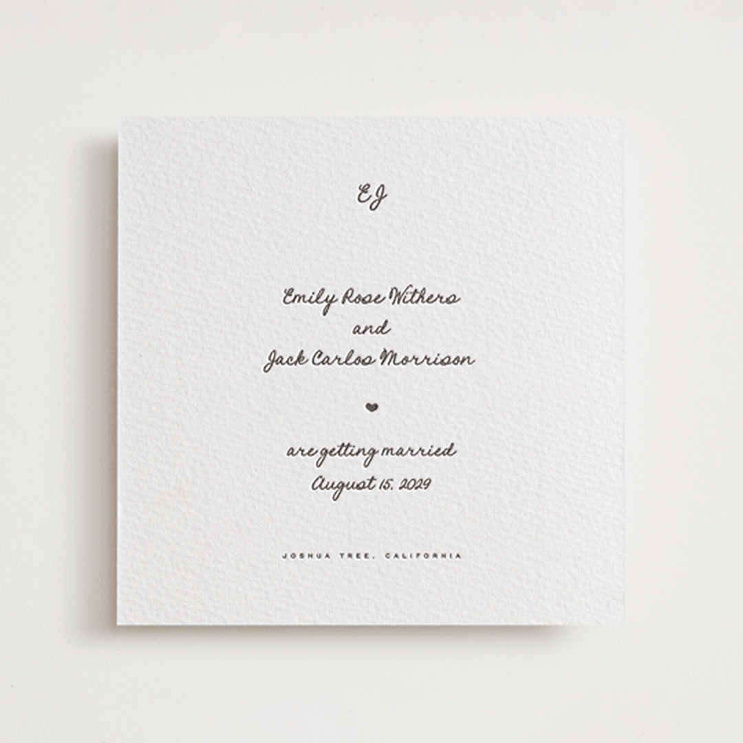 "Lover's Lantern" - Letterpress Save The Dates in Soft Black by Blustery August - One Color