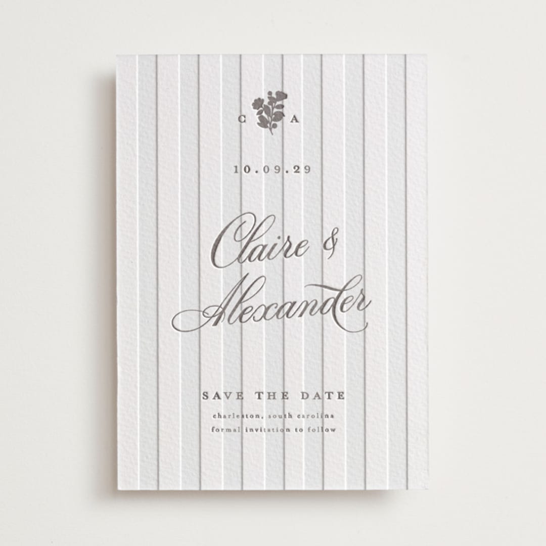 "Heirloom" - Letterpress Save The Dates in Graphite by Creo Study - Two Color