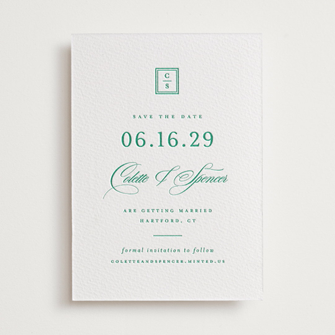 "Hartford" - Letterpress Save The Dates in Shamrock by Olivia Raufman - One Color