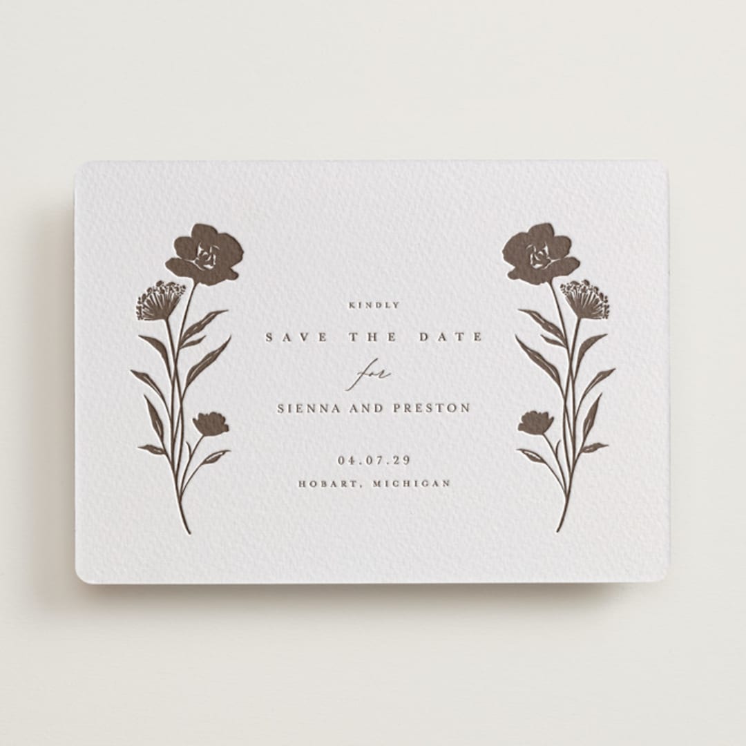 "shiruko" - Letterpress Save The Dates in Coffee by chocomocacino - One Color