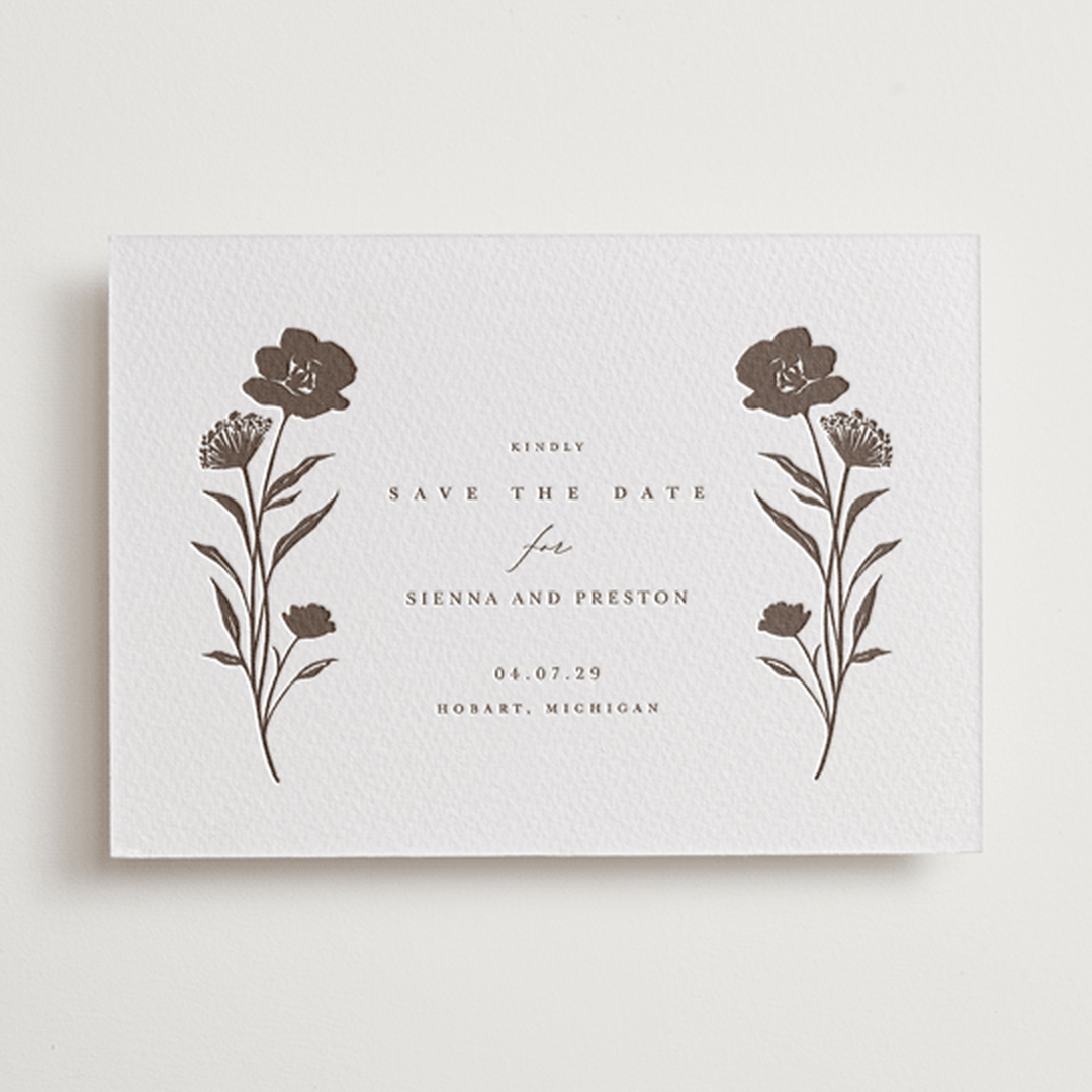 "shiruko" - Letterpress Save The Dates in Coffee by chocomocacino - One Color