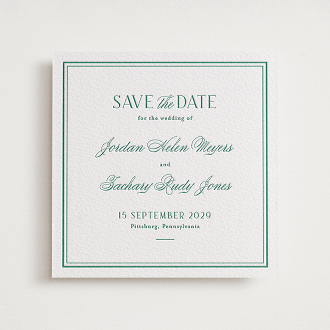 "Fresh Classic" - Letterpress Save The Dates in Cucumber by letterfix - One Color