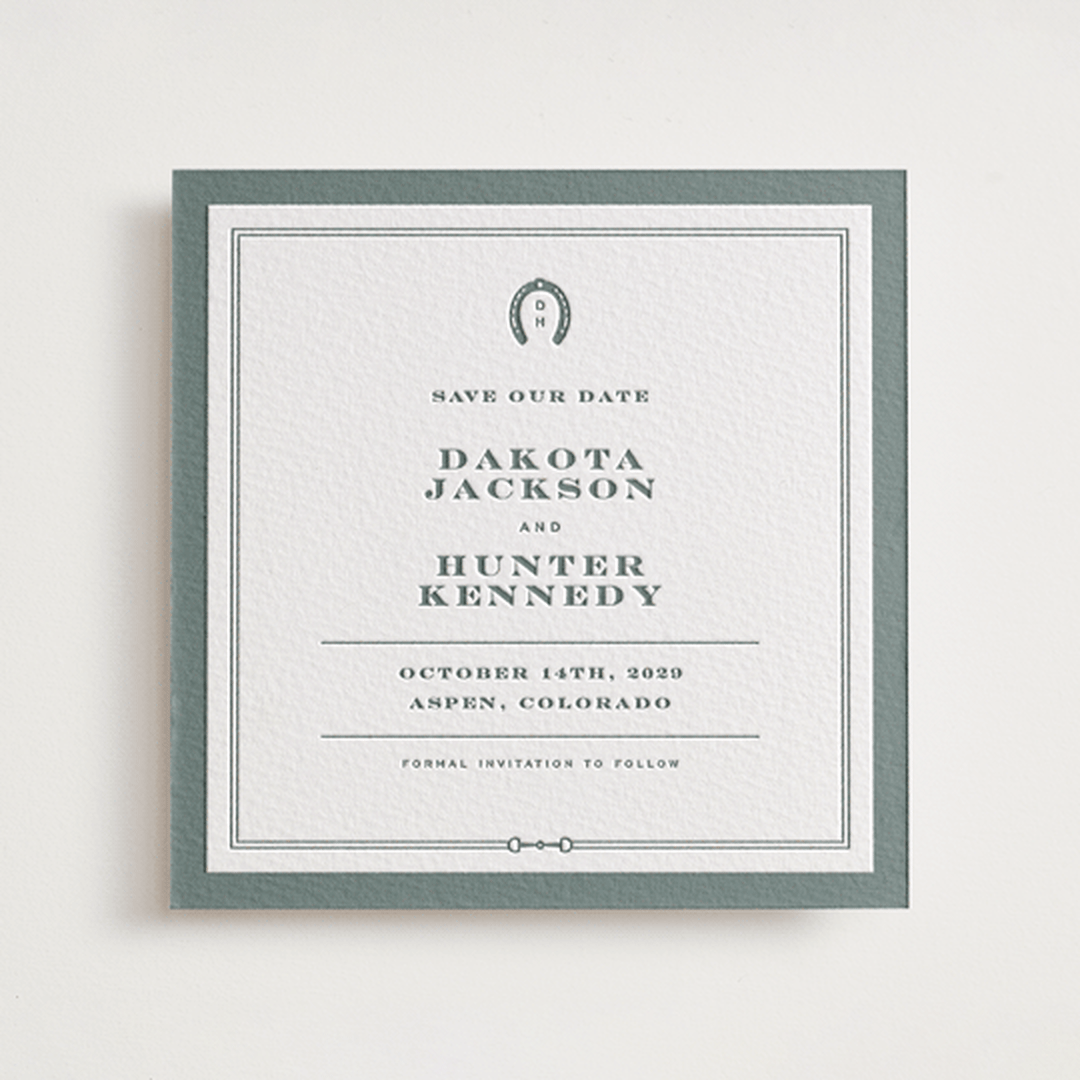 "The Ranch" - Letterpress Save The Dates in Stone by Jenna Holcomb - One Color