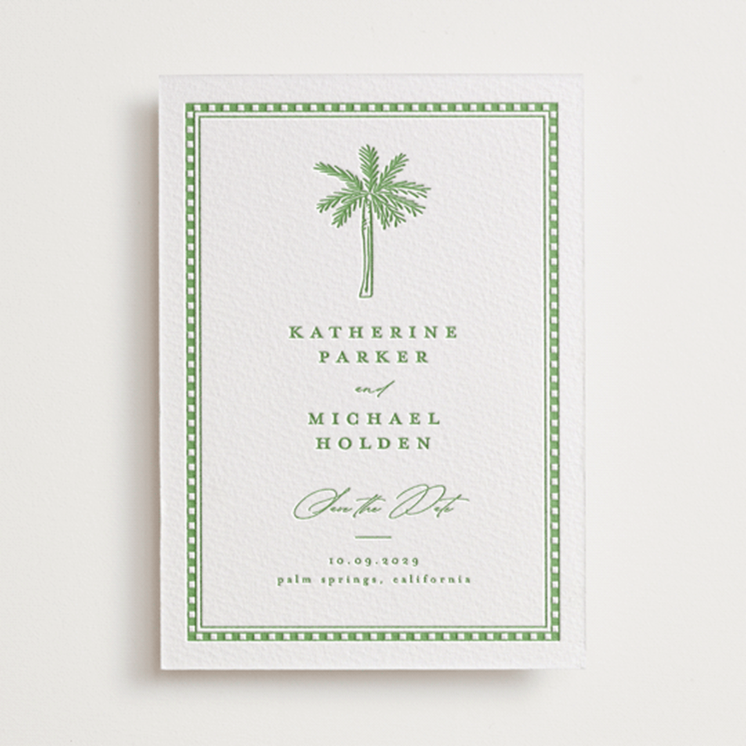 "Iconic" - Letterpress Save The Dates in Pear by Creo Study - One Color