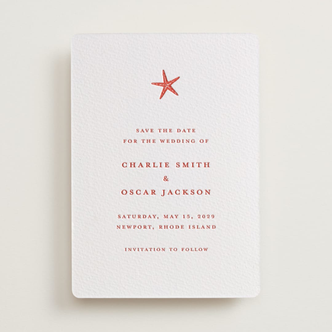 "lobster" - Letterpress Save The Dates in Verona Sunset by Pippa Shaw - One Color