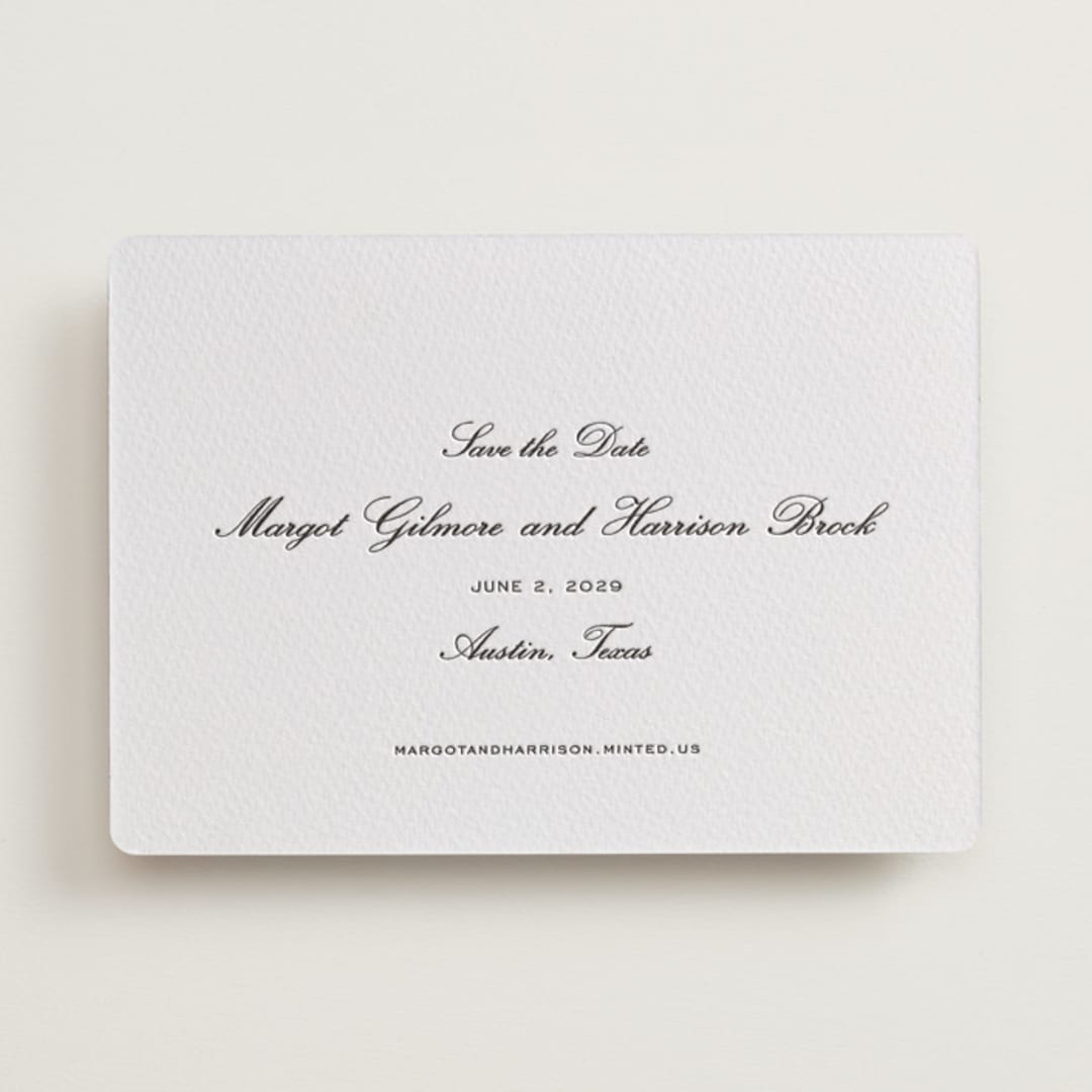 "Cornelia" - Letterpress Save The Dates in Soft Black by Megan Davis - One Color