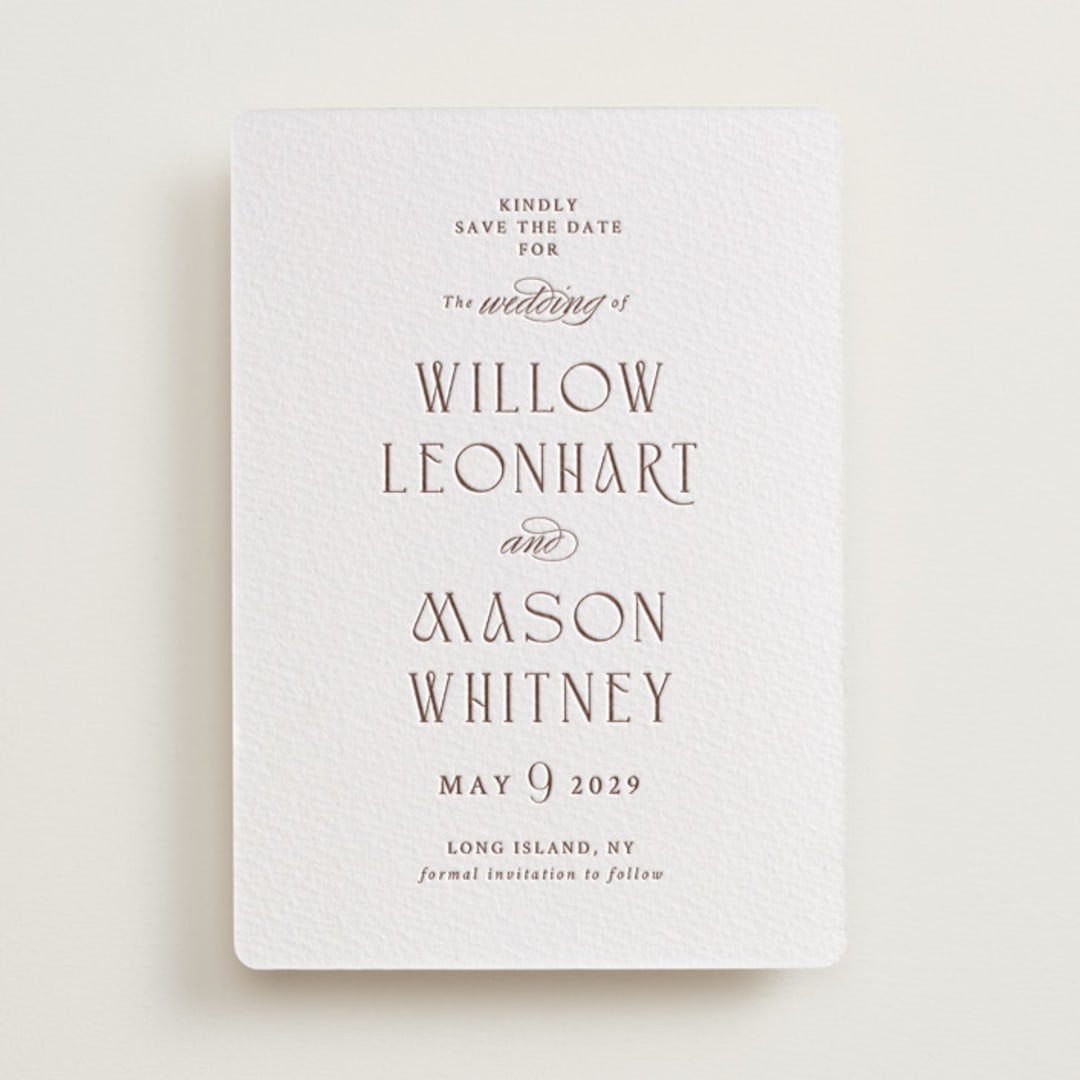 "Willow" - Letterpress Save The Dates in Burnt Sienna by Snow and Ivy - One Color