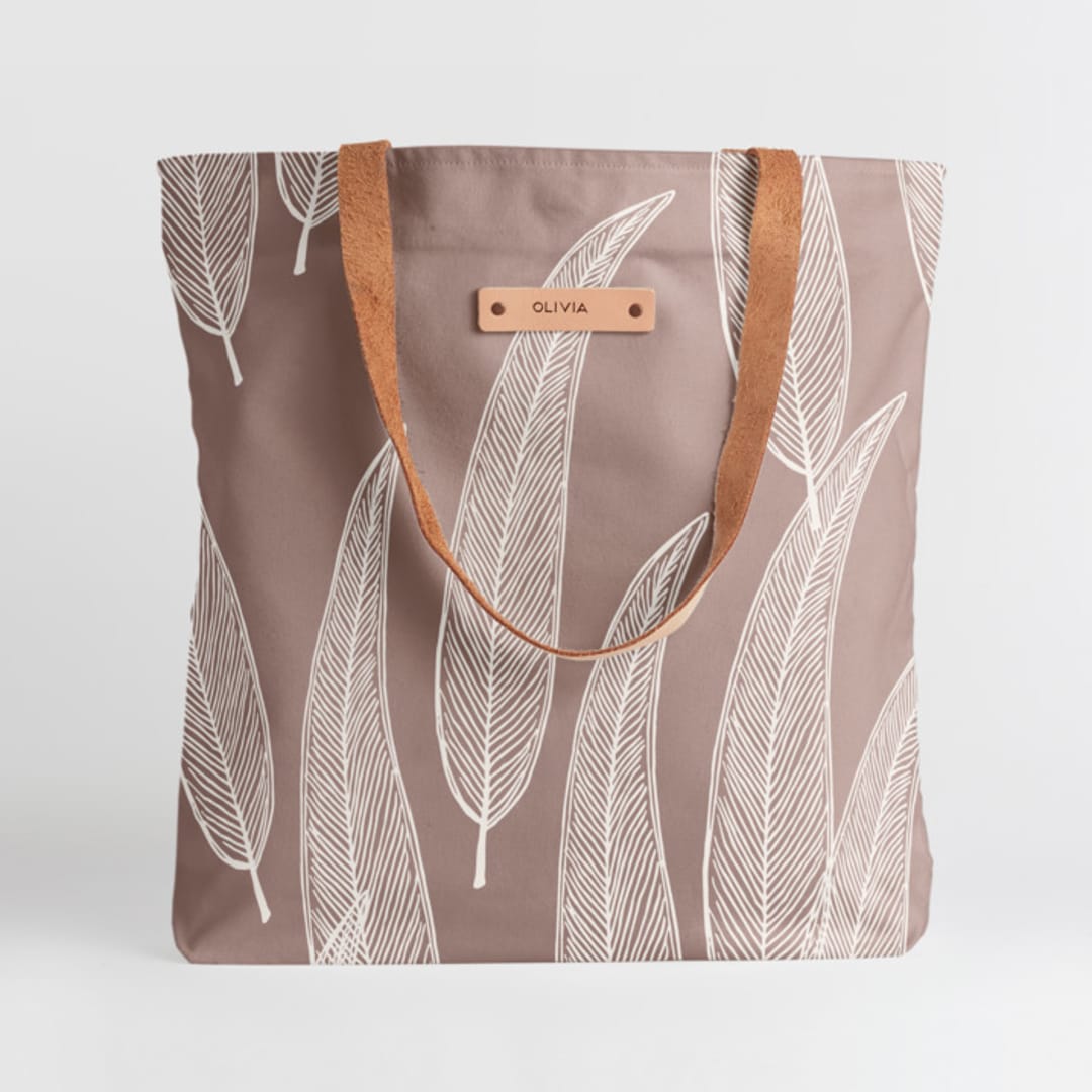 "Sketched Willow" - Snap Tote in Mauve by Katharine Watson - Snap Tote