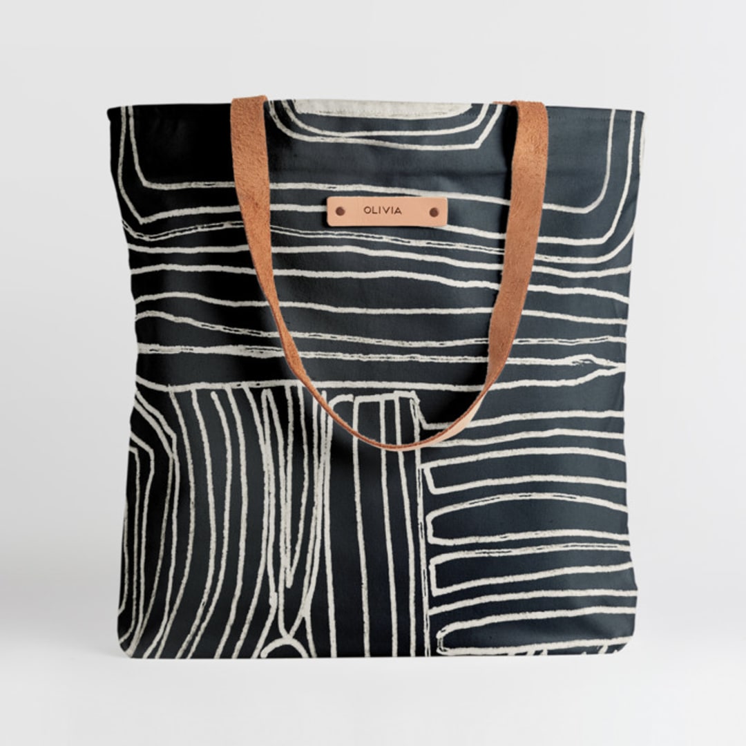 "Chalk Dust" - Snap Tote in Ink by Deborah Velasquez - Snap Tote