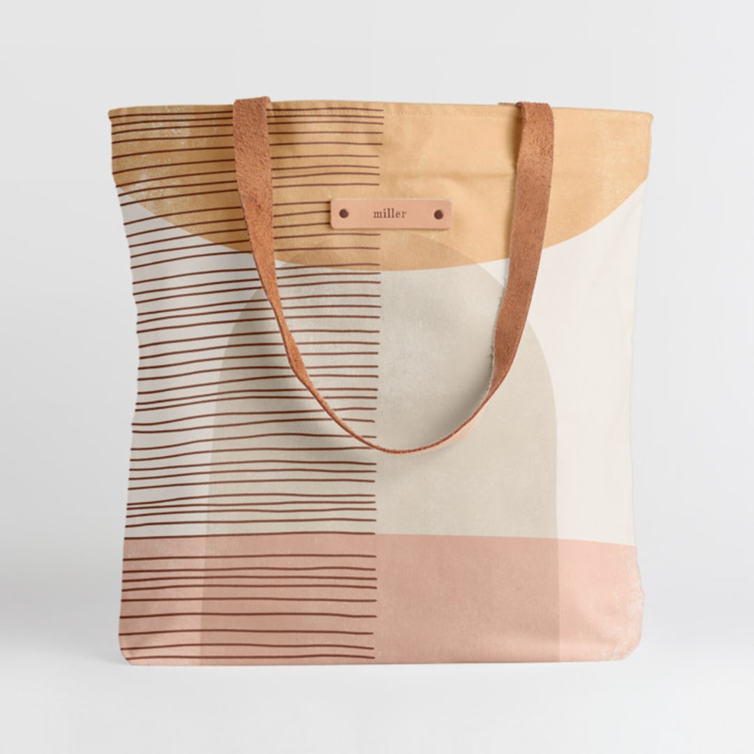 "Shape Stack" - Snap Tote in Melon by Michelle Taylor - Snap Tote