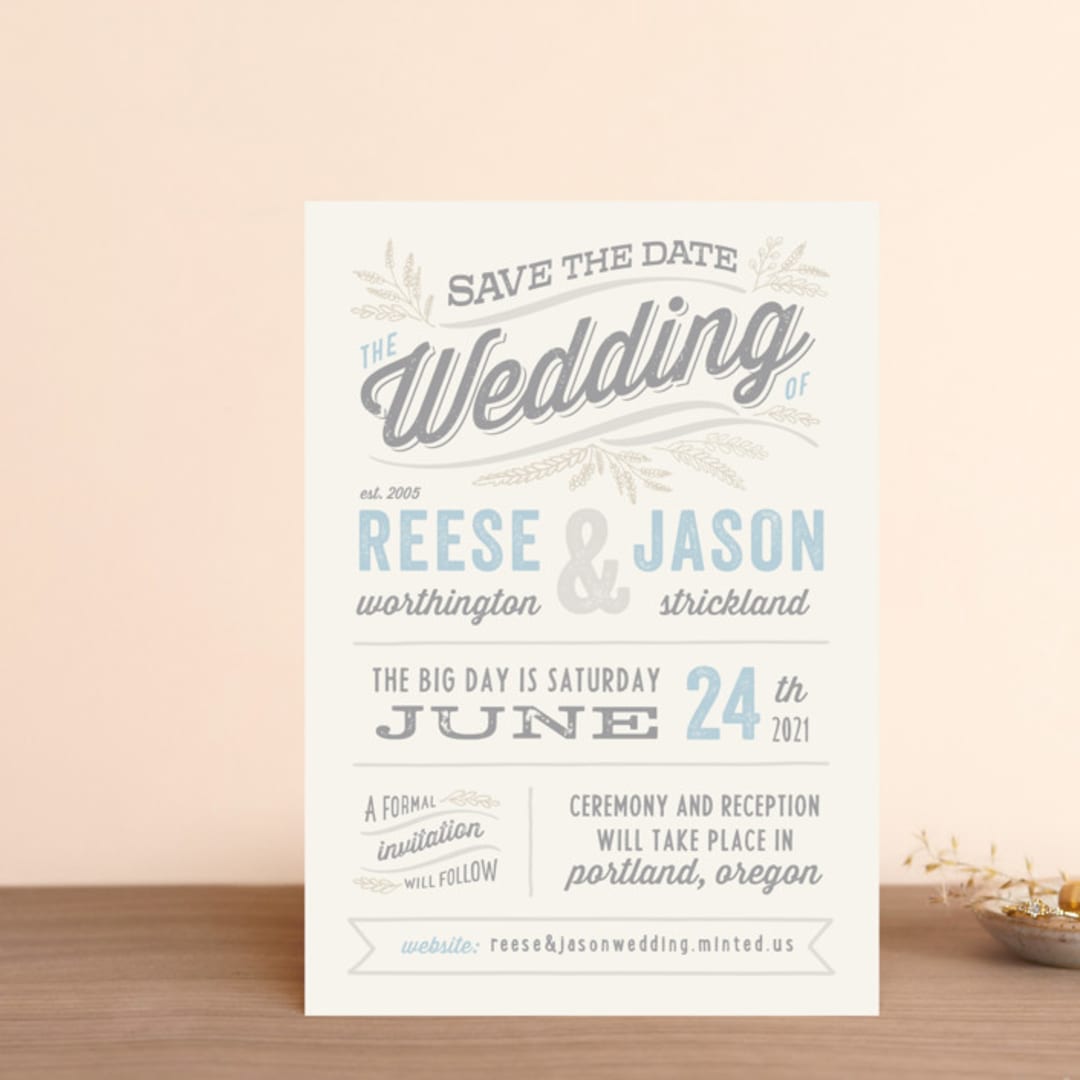 "Rustic Charm" - Save the Dates in Sky by Hooray Creative - Front