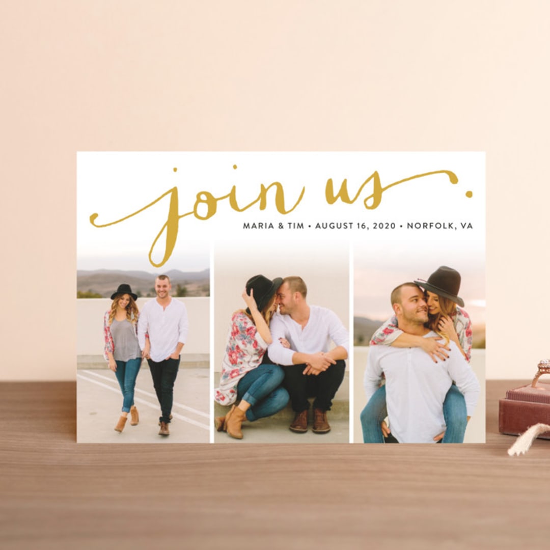 "Jotted" - Save the Dates in Golden by Ashley Hegarty - Front