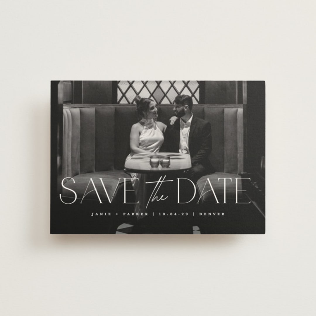 "Simple Elegance" - Save the Dates in Pearl by Jessica Corliss - Front