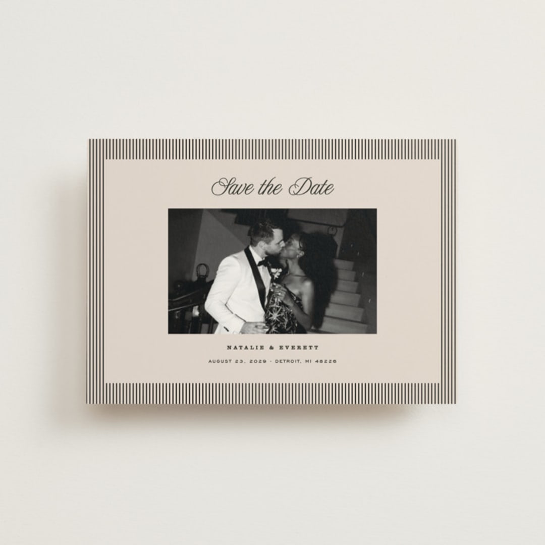 "Linea" - Save the Dates in Noir by Pixel and Hank - Front